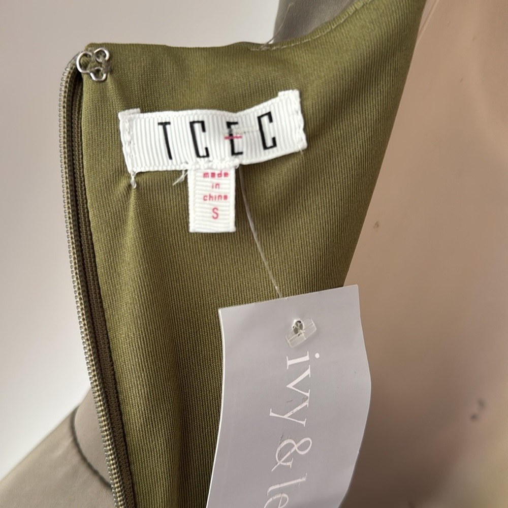 TCEC Green Asymmetrical Ruched Cocktail Dress TCEC size S - Picture 6 of 13